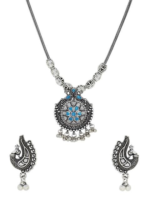 

Silvermerc Designs Silver-Plated & Blue Onyx Embellished Handcrafted Jewellery Set