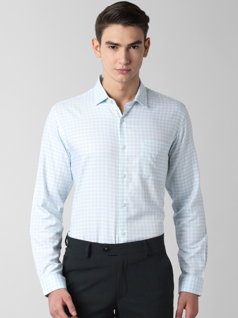 

Peter England Men Blue Regular Fit Checked Formal Shirt