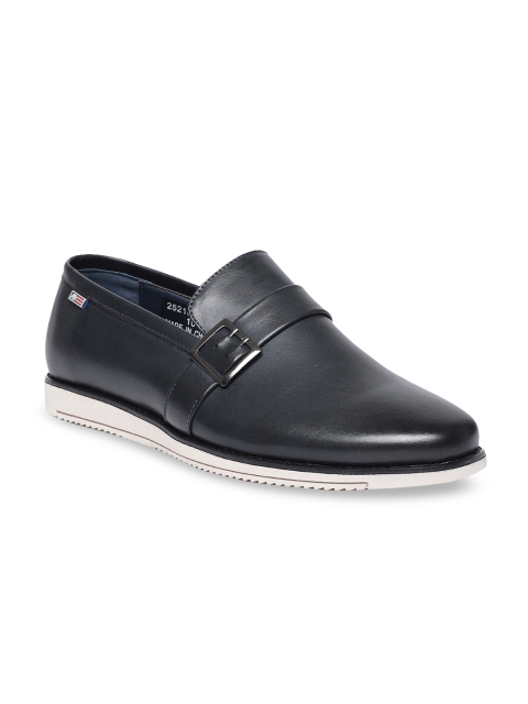 

Arrow Men Navy Blue Solid Leather Monk Shoes