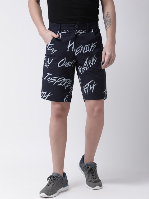 Leo Sansini Men Navy Blue Printed Regular Fit Shorts