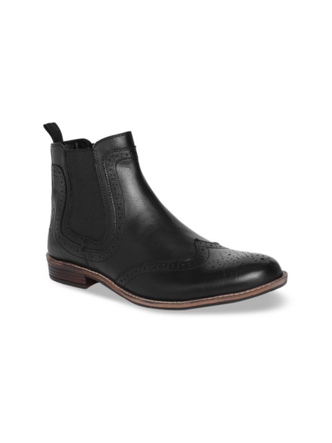 

U.S. Polo Assn. Men Black Solid Leather High-Top Flat Boots