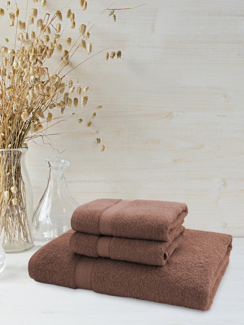 

Trident Set of 3 Brown Solid 400 GSM Towels