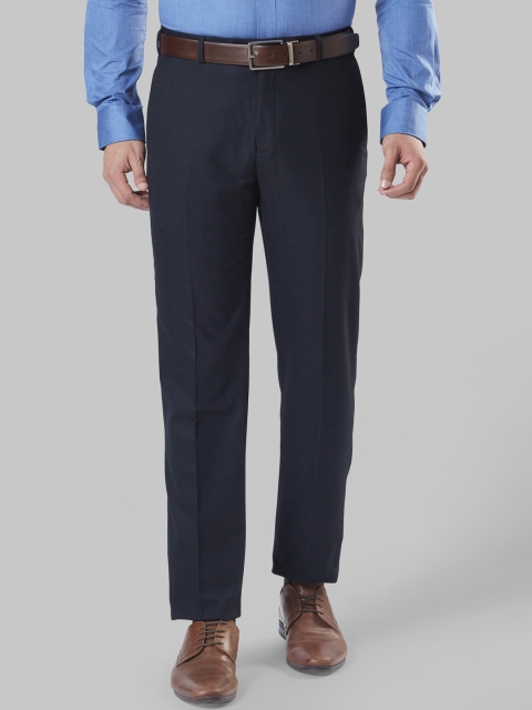 

Raymond Men Blue Regular Fit Self Design Formal Trousers