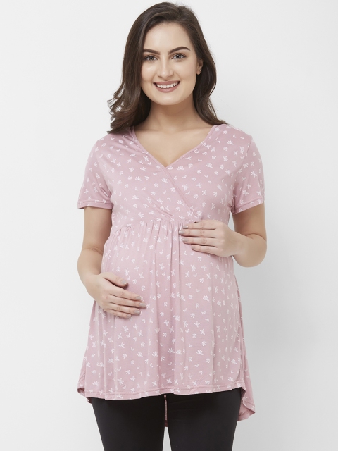 

Mystere Paris Women Pink Printed Maternity Top
