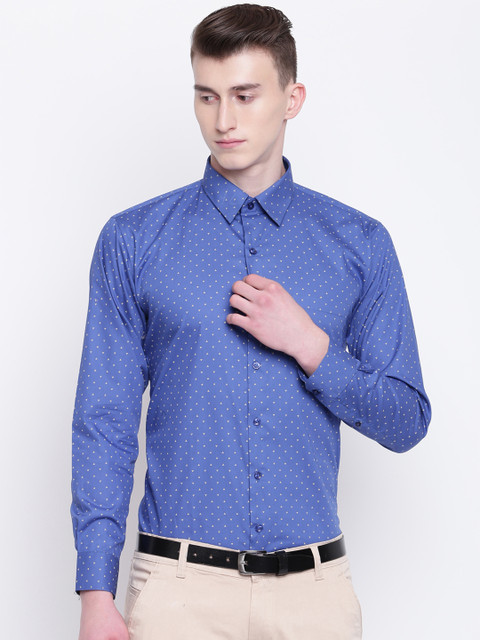 

Hancock Men Blue Sport Slim Fit Printed Formal Shirt