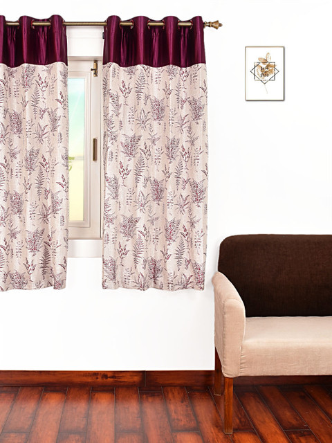 

Ariana Beige & Burgundy Single Room Darkening Window Curtain