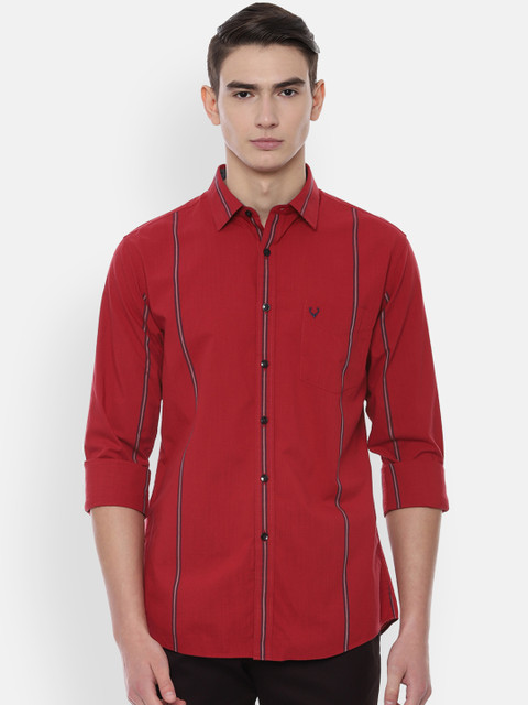 

Allen Solly Men Red & Navy Blue Slim Fit Striped Casual Shirt