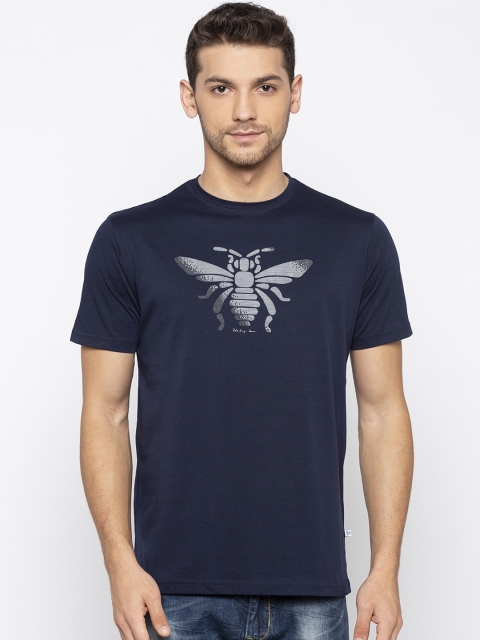 

Status Quo Men Blue Slim Fit Printed Round Neck T-shirt