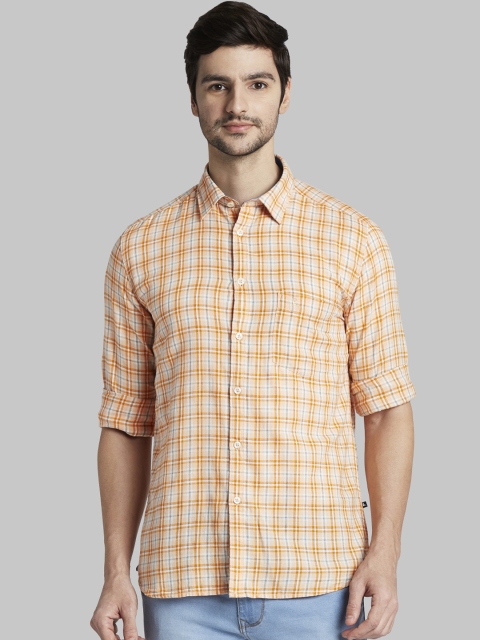 

Parx Men Orange Slim Fit Checked Casual Shirt