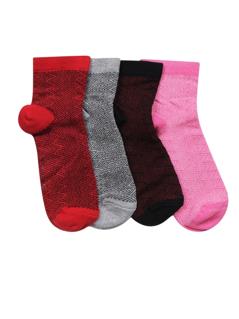 

Bonjour Women Pack of 4 Assorted Ankle-Length Patterned Socks