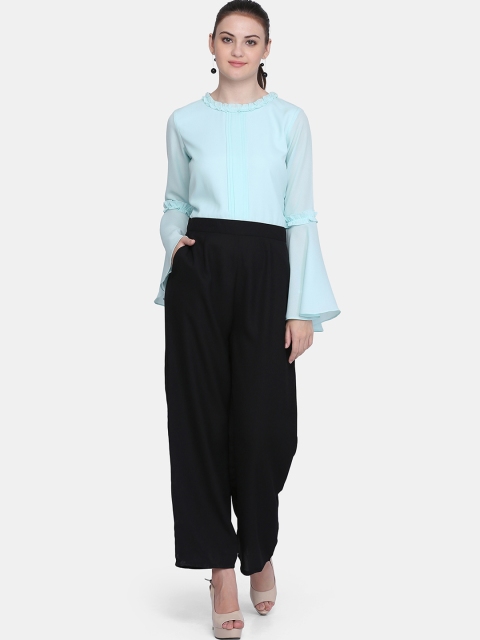 

Eavan Women Turquoise Blue & Black Solid Culotte Jumpsuit