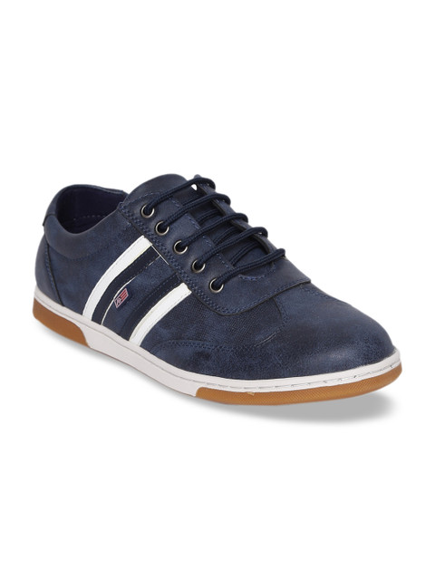 

Arrow Men Navy Blue Striped Leather Sneakers