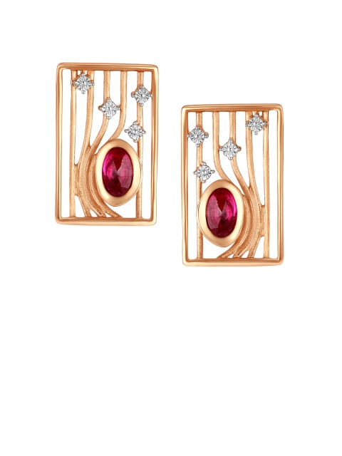 

Mia by Tanishq 14KT Rose Gold Stud Earrings in Rectangle-Shape with Precious Gemstone