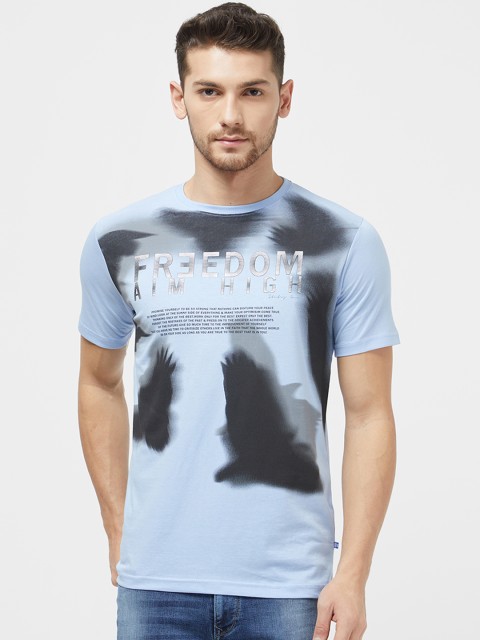 

Status Quo Men Blue Slim Fit Printed Round Neck T-shirt