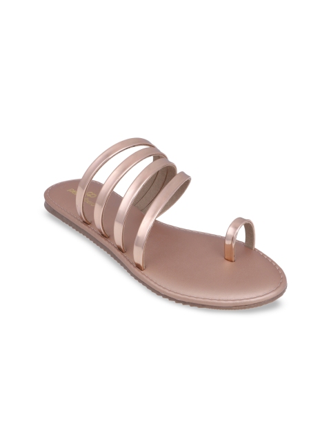 

pelle albero Women Rose Gold Solid One Toe Flats