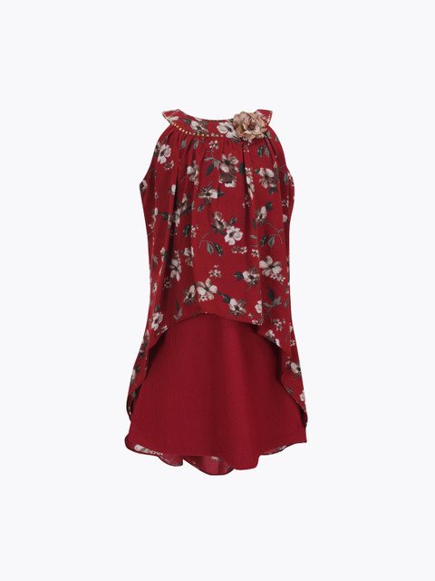 

CUTECUMBER Girls Printed Red A-Line Dress