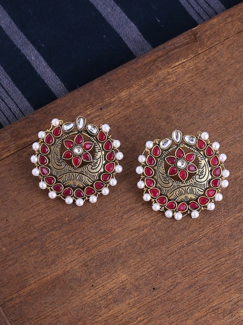 

Voylla Gold-Toned & Red Circular Studs