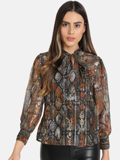 

VividArtsy Women Multicoloured Snake Skin Printed Top, Multi