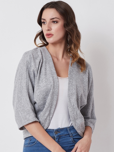 

Nun Women Grey Solid Open Front Shrug