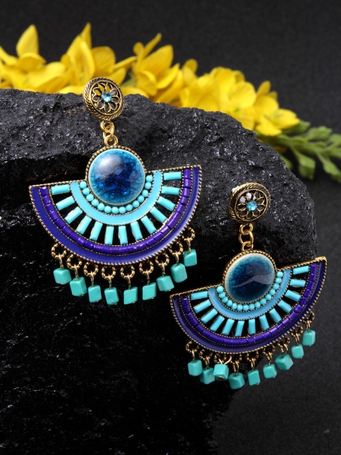 

Ferosh Blue Crescent Shaped Drop Earrings
