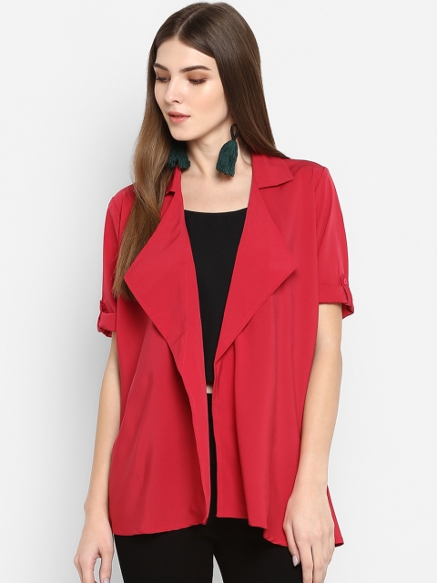 

TRENDY DIVVA Women Red Solid Open Front Shrug