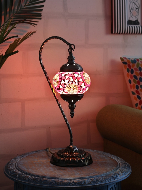 

OddCroft Bronze-Toned & Orange Colourblocked Bedside Table Lamp with Shade