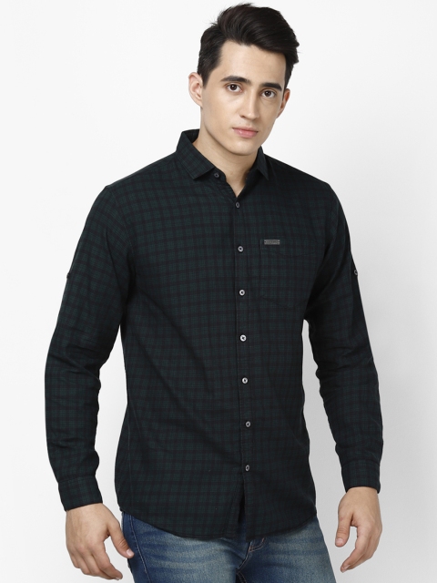 

Urbano Fashion Men Green & Black Slim Fit Checked Casual Shirt