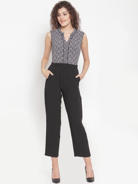 

Magnetic Designs Women Black & White Printed Culotte Jumpsuit