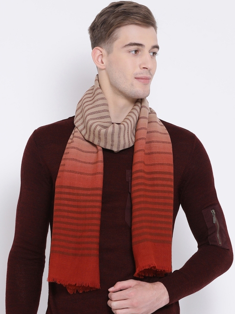 

SHINGORA Men Brown & Beige Striped Muffler