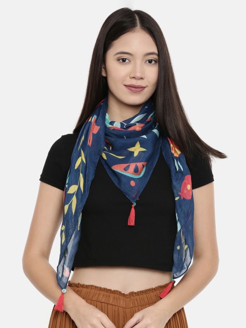 

Chumbak Women Blue Printed Square Scarf