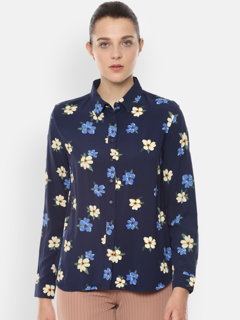 

Van Heusen Woman Women Navy Blue Regular Fit Printed Casual Shirt