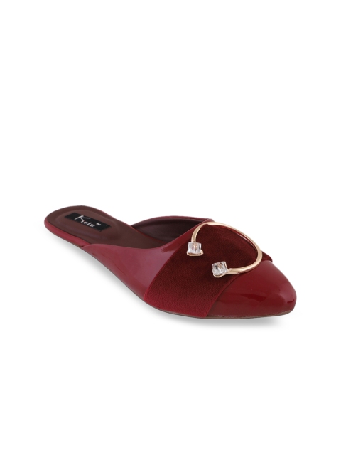 

Kielz Women Maroon Solid Synthetic Patent Mules