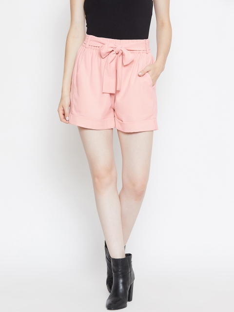

THE SILHOUETTE STORE Women Pink Solid Regular Fit Regular Shorts