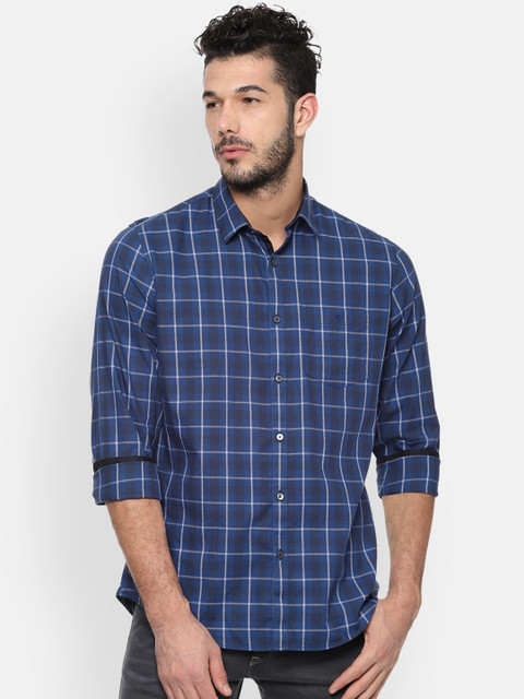 

Van Heusen Sport Men Navy Blue & White Slim Fit Checked Casual Shirt