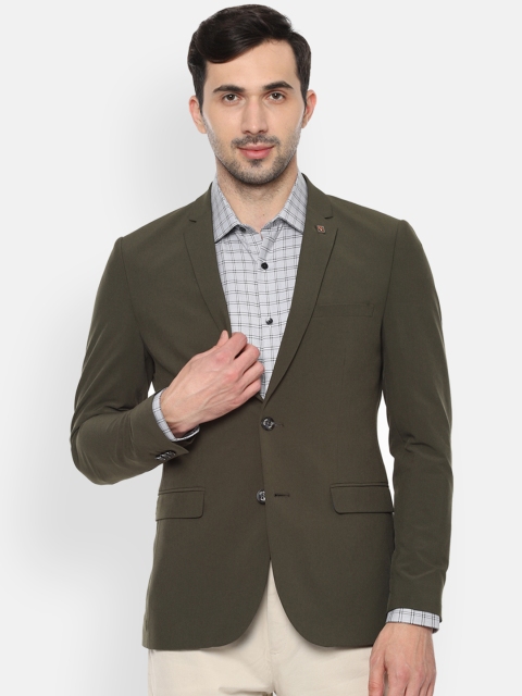 

Allen Solly Men Olive Single-Breasted Solid Slim-Fit Blazer