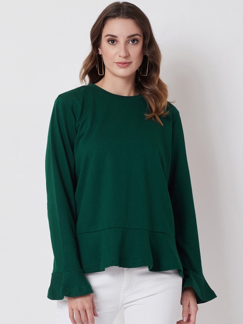 

Nun Women Green Solid Sweatshirt