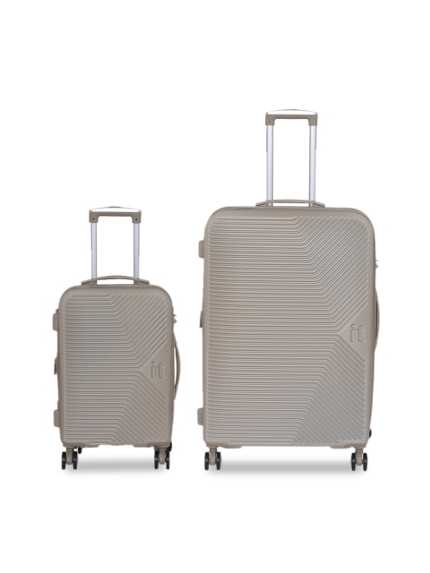 IT luggage Beige Set of 2 Textured Hard-Side Large Trolley Bags