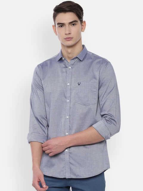

Allen Solly Men Grey & Navy Blue Slim Fit Self Design Casual Shirt