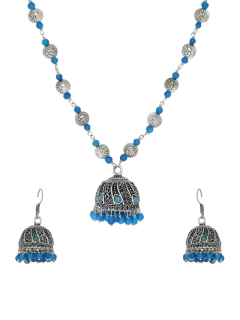 

Silvermerc Designs Silver-Plated & Blue Handcrafted Jewellery Set