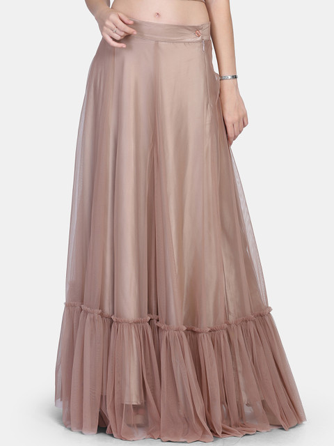 

Ojjasvi Women Beige Solid Maxi Skirt