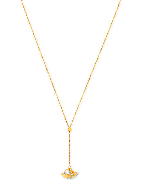 

Mia by Tanishq 14KT Yellow Gold Diamond Drop Necklace with -studded Shell-like Pendant