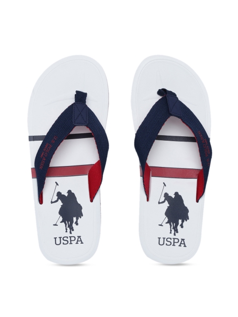 

U.S. Polo Assn. Men White & Navy Blue Printed Thong Flip-Flops
