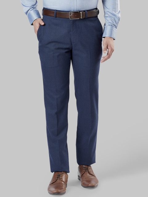 

Raymond Men Blue Regular Fit Self Design Formal Trousers