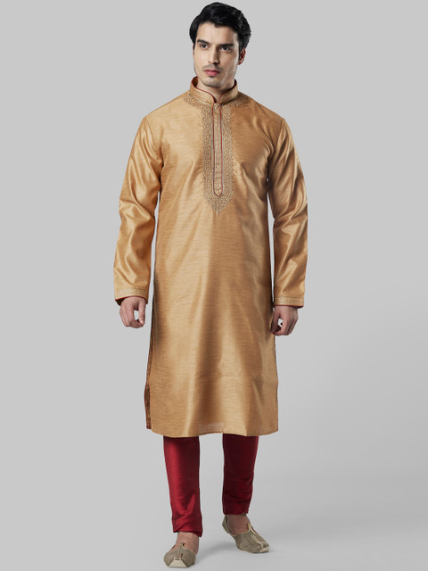 

Ethnix by Raymond Men Brown Embroidered Straight Kurta