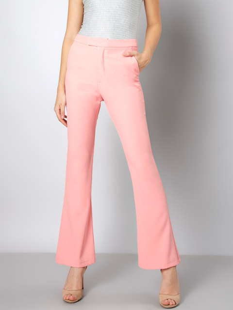 

FabAlley Women Pink Flared Solid Bootcut Trousers