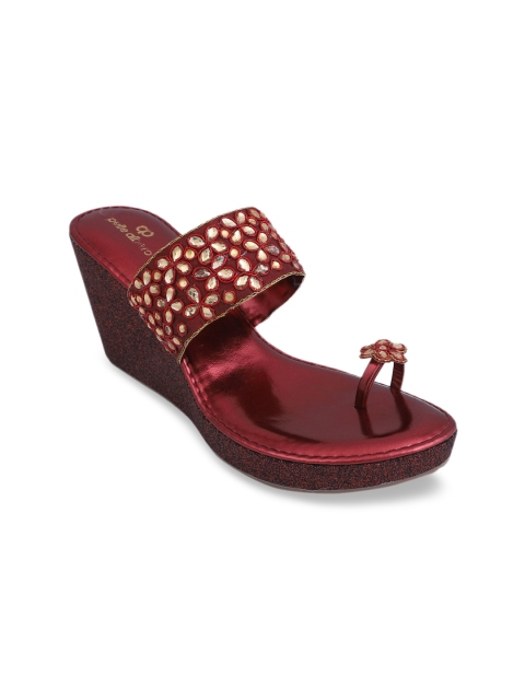 

pelle albero Women Maroon Solid Heels