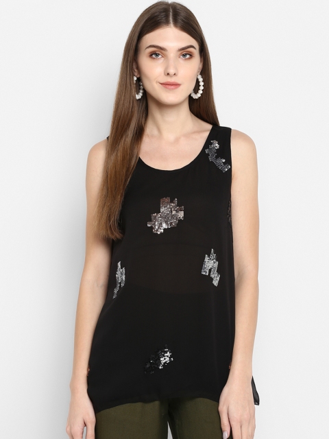 

TRENDY DIVVA Women Black Solid A-Line Top