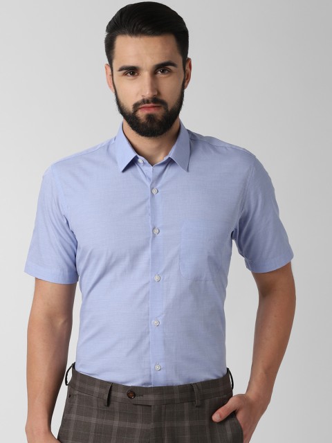

Peter England Men Blue Regular Fit Self Design Formal Shirt