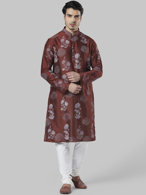 

Ethnix by Raymond Men Rust Red Printed Kurta with Churidar