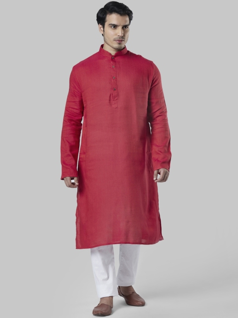 

Ethnix by Raymond Men Red & White Solid Kurta with Churidar